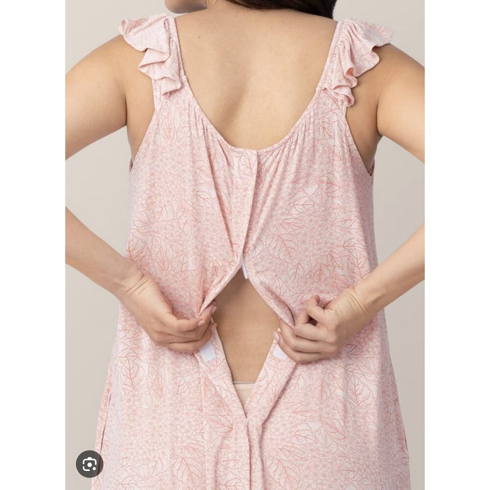 NWT Kindred Bravely Ruffle Strap Labor & Delivery Gown in Pink Hydrangea sz XS - Picture 5 of 13